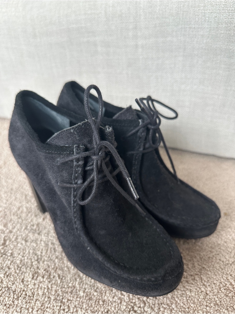 Lauren Ralph Lauren Black Suede Lace-Up Heel Boots size 7.5
